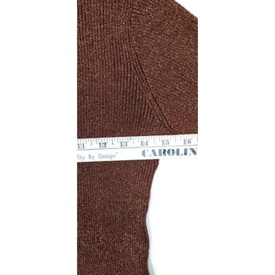 23rd Street Brown Metallic Beaded Mock Neck Long Sleeve Sweater Top Women's Med - Thumbnail 6