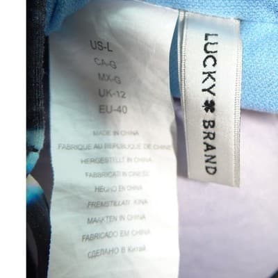 Lucky Brand Womens Blue Black Abstract Tie Dye Lace Up Strapless Tankini Top L - Thumbnail 2