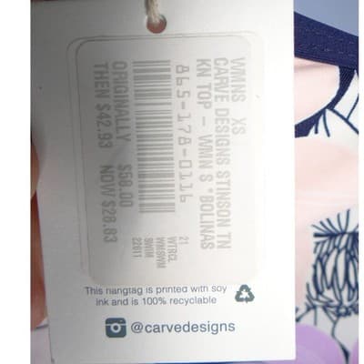 NWT-Carve Designs Stinson Tankini Top Bolinas Floral Navy Lavender Small - Thumbnail 3
