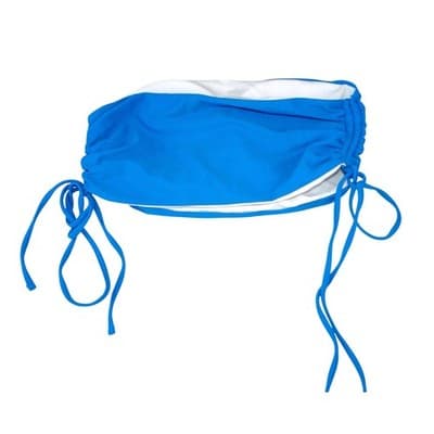 Womens Blue Ruched Bandeau Bikini Set High Cut Cheeky Swimsuit Size M - Thumbnail 4