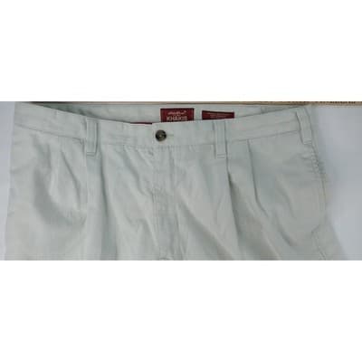 Eddie Bauer Mens Khakis Relaxed Fit Pleated Front Wrinkle Resistant Pants 38x32 - Thumbnail 3