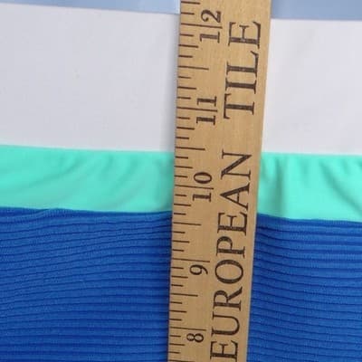 Blue Colorblock Ribbed High Waisted Bikini Set Sporty Two Piece Swimsuit - Thumbnail 6