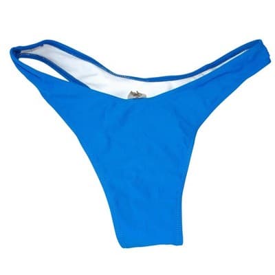 Womens Blue Ruched Bandeau Bikini Set High Cut Cheeky Swimsuit Size M - Thumbnail 9