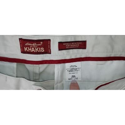 Eddie Bauer Mens Khakis Relaxed Fit Pleated Front Wrinkle Resistant Pants 38x32 - Thumbnail 2