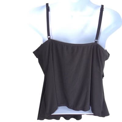 Aqua Green Womens Tiered Ruffle Tankini Top Black Adjustable Straps L - Thumbnail 4