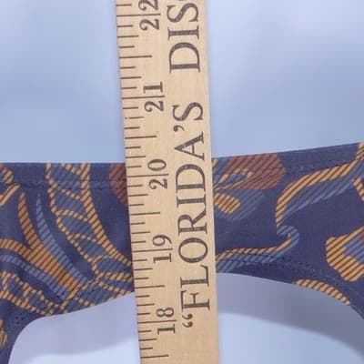 Womens Blue Gold Floral Paisley Ruched One Piece Swimsuit Open Back Keyhole L - Thumbnail 4
