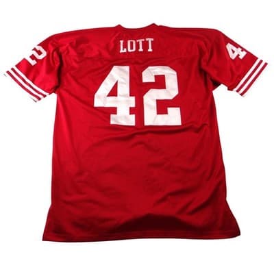 Mitchell & Ness Ronnie Lott San Francisco 49ers 1989 Throwback Jersey Red Men 56 - Thumbnail 3