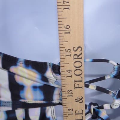 Lucky Brand Womens Blue Black Abstract Tie Dye Lace Up Strapless Tankini Top L - Thumbnail 5