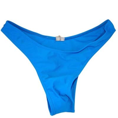 Womens Blue Ruched Bandeau Bikini Set High Cut Cheeky Swimsuit Size M - Thumbnail 7
