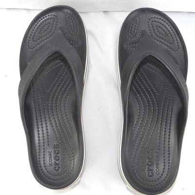 Crocs Crocband Platform Flip Sandals Black White Womens 8 Mens 6 Thong Flatform - Thumbnail 6