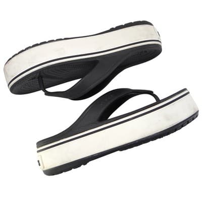 Crocs Crocband Platform Flip Sandals Black White Womens 8 Mens 6 Thong Flatform