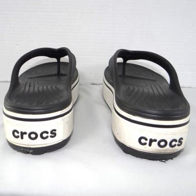 Crocs Crocband Platform Flip Sandals Black White Womens 8 Mens 6 Thong Flatform - Thumbnail 5