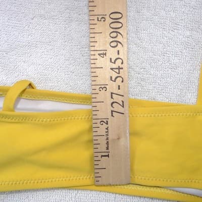 Womens Yellow Tie Shoulder Bandeau Bikini Set High Cut Two Piece Swimsuit M - Thumbnail 8