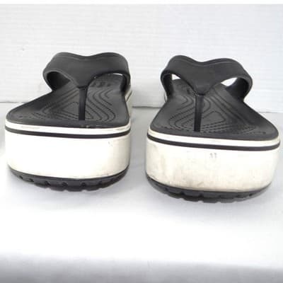 Crocs Crocband Platform Flip Sandals Black White Womens 8 Mens 6 Thong Flatform - Thumbnail 4
