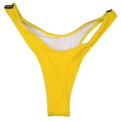 Womens Yellow Tie Shoulder Bandeau Bikini Set High Cut Two Piece Swimsuit M - Thumbnail 9