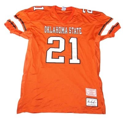 RARE Oklahoma State Barry Sanders 21 Throwback Football Jersey Orange XL 1986-88