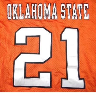 RARE Oklahoma State Barry Sanders 21 Throwback Football Jersey Orange XL 1986-88 - Thumbnail 4