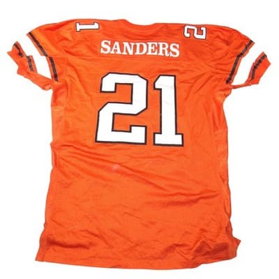 RARE Oklahoma State Barry Sanders 21 Throwback Football Jersey Orange XL 1986-88 - Thumbnail 2