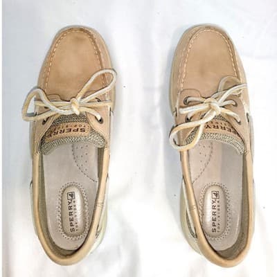 Sperry Top-Sider Womens Tan Leather Mesh Boat Shoes Loafers Size 7M - Thumbnail 6