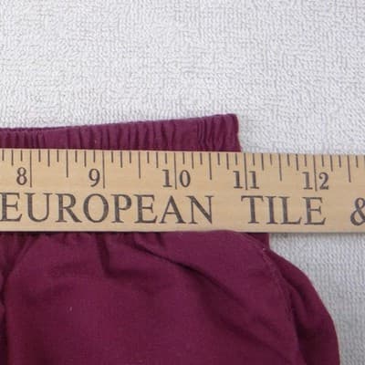 Womens Wide Leg Elastic Waist Scrub Pants Burgundy Wine Red Small - Thumbnail 5