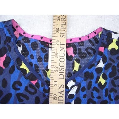 Heartsoul Wiki Neon Leopard Print Scrub Top Blue Pink Yellow Womens Medium - Thumbnail 5