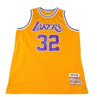 Rare Lakers Magic Johnson 32 Jersey 1979-80 Gold Mens 3XL Mitchell & Ness