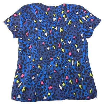 Heartsoul Wiki Neon Leopard Print Scrub Top Blue Pink Yellow Womens Medium - Thumbnail 3