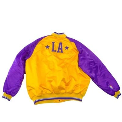 Nike Los Angeles Lakers Vintage NBA Bomber Jacket Yellow Purple XXL - Thumbnail 4