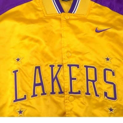 Nike Los Angeles Lakers Vintage NBA Bomber Jacket Yellow Purple XXL - Thumbnail 5