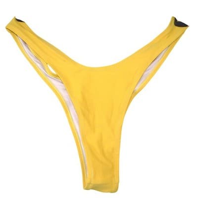 Womens Yellow Tie Shoulder Bandeau Bikini Set High Cut Two Piece Swimsuit M - Thumbnail 10