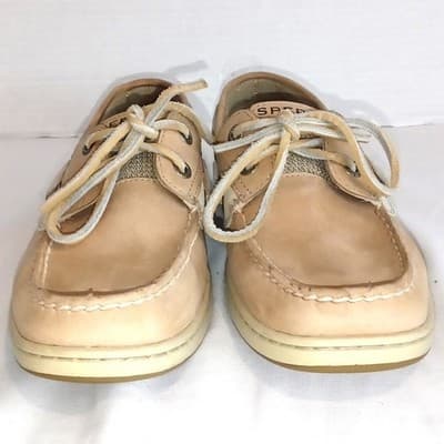 Sperry Top-Sider Womens Tan Leather Mesh Boat Shoes Loafers Size 7M - Thumbnail 4