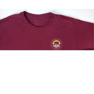 Vans California Originals Graphic T Shirt Burgundy Bear Logo Men's Large - Thumbnail 2