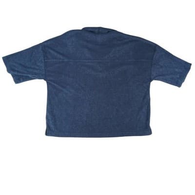 C&C California Navy Blue Terry Cloth Collared Short Sleeve Top Size L - Thumbnail 8