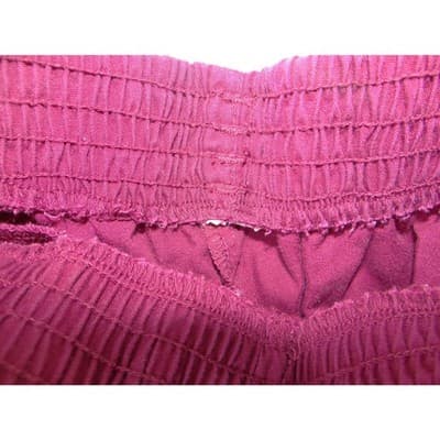 Womens Wide Leg Elastic Waist Scrub Pants Burgundy Wine Red Small - Thumbnail 2
