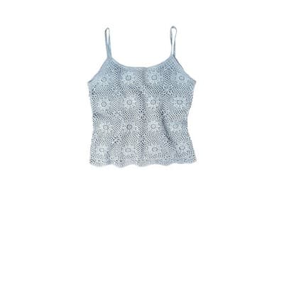 Jeanology Collection Womens Blue Crochet Floral Tank Top Size M - Thumbnail 4