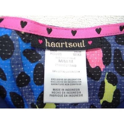 Heartsoul Wiki Neon Leopard Print Scrub Top Blue Pink Yellow Womens Medium - Thumbnail 2