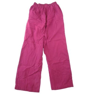 Womens Wide Leg Elastic Waist Scrub Pants Burgundy Wine Red Small - Thumbnail 3