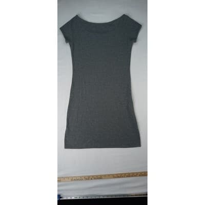 ANTISTAR Women's Charcoal Gray Ribbed Boat Neck Short Sleeve Dress Size L - Thumbnail 6