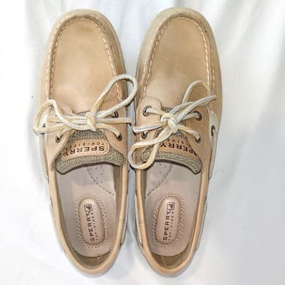 Sperry Top-Sider Womens Tan Leather Mesh Boat Shoes Loafers Size 7M - Thumbnail 8