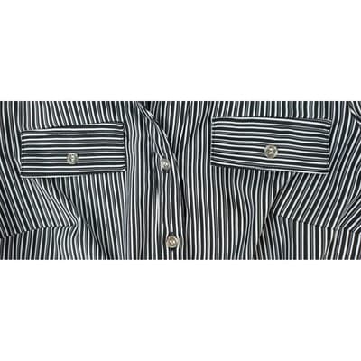 Mile Gabrielle Striped Shirt Dress Button Down Roll Sleeves Midi Womens Sz Small - Thumbnail 3