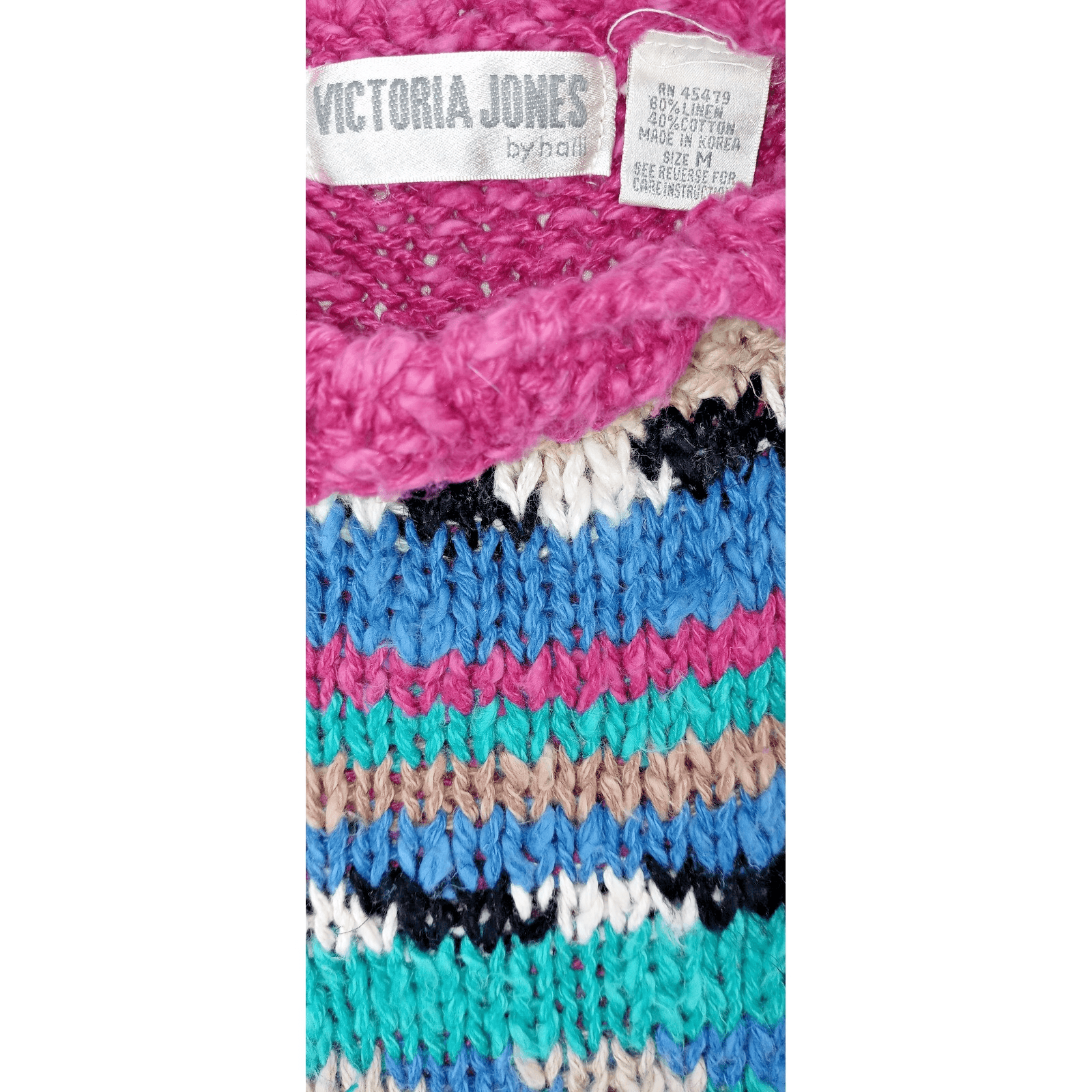 Victoria Jones by Halli Knit Sweater Tank Top Multi Color Striped Sleeveless M - Thumbnail 3