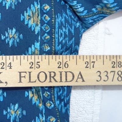 Wrangler Mens Blue Southwestern Geometric Pearl Snap Western Shirt XXL - Thumbnail 5