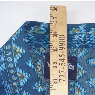 Wrangler Mens Blue Southwestern Geometric Pearl Snap Western Shirt XXL - Thumbnail 6