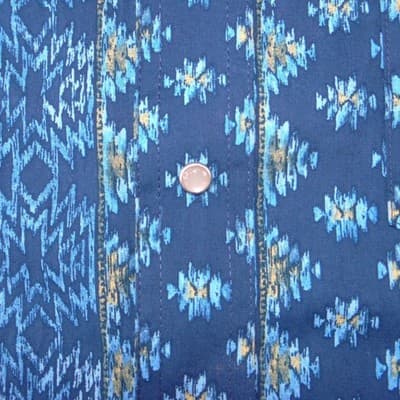 Wrangler Mens Blue Southwestern Geometric Pearl Snap Western Shirt XXL - Thumbnail 4