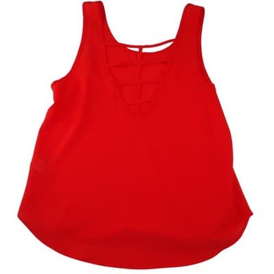 One Clothing Womens Red Strappy Cage Back Tank Top Small Sleeveless Curved Hem - Thumbnail 3