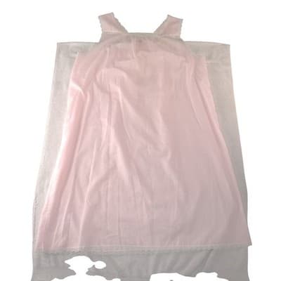 Katz Vintage Pink Lace Trim Nightgown Sleeveless Square Neck USA Made Large - Thumbnail 4