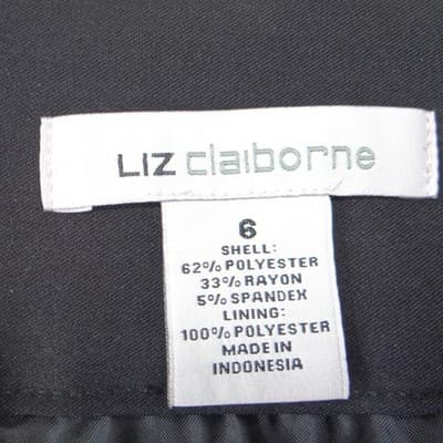 Liz Claiborne Womens Black Stretch Pencil Skirt Size 6 Lined Back Vent Career - Thumbnail 2