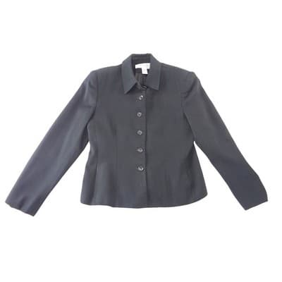 Jones New York Womens Black Button Front Tailored Blazer Jacket Size 10