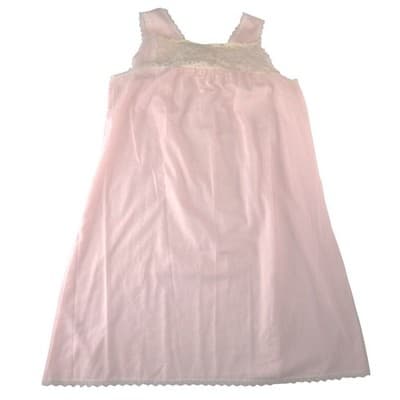 Katz Vintage Pink Lace Trim Nightgown Sleeveless Square Neck USA Made Large