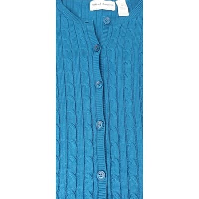 Alfred Dunner Teal Blue Cable Knit Cardigan Sweater Women's XL Button Front - Thumbnail 4